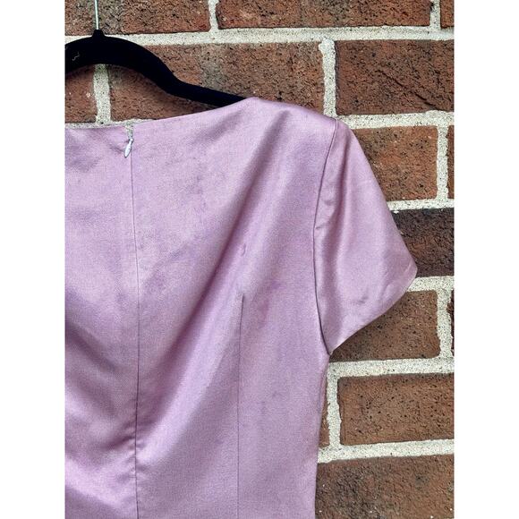 Vintage 1980s Bill Levkoff Purple Satin Dress Top Rhinestone Belt AS IS - Picture 11 of 12
